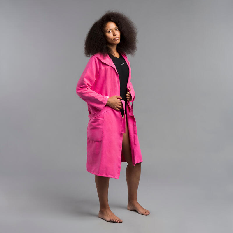 Compacte badjas voor dames microvezel roze