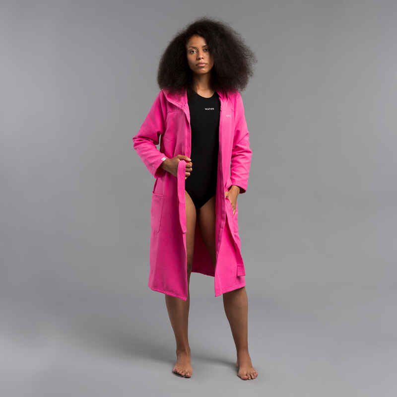 Bademantel 500 Mikrofaser kompakt Damen rosa Bademantel 500 Mikrofaser kompakt Damen rosa