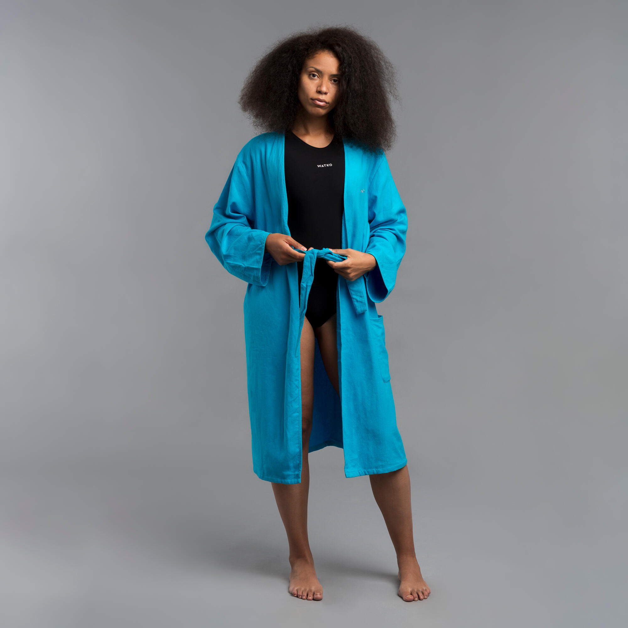 Women’s Cotton Pool Bathrobe - Turquoise 1/5