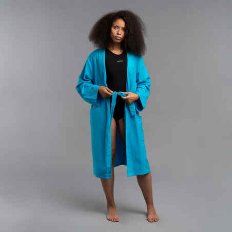 Women's organic cotton pool bathrobe -turquoise
