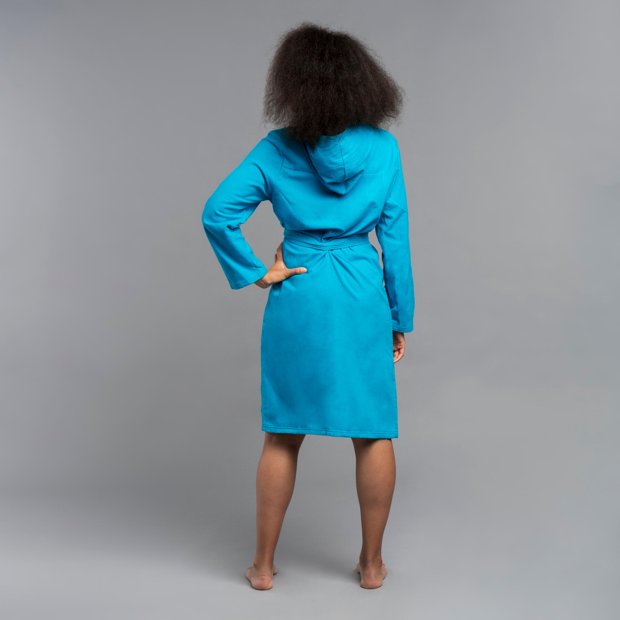 Peignoir de bain femme coton biologique turquoise Decathlon