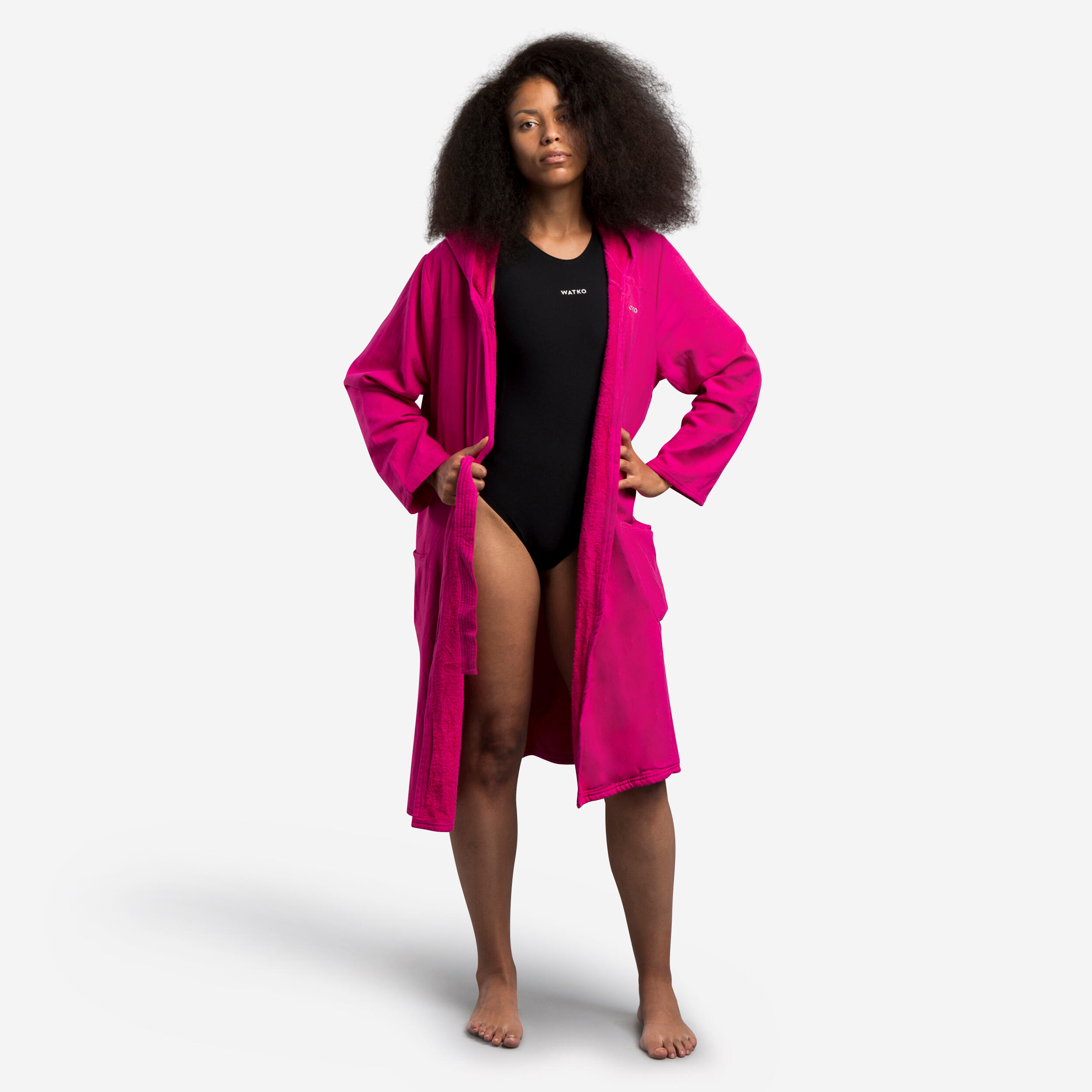 Women's pink cotton bathrobe