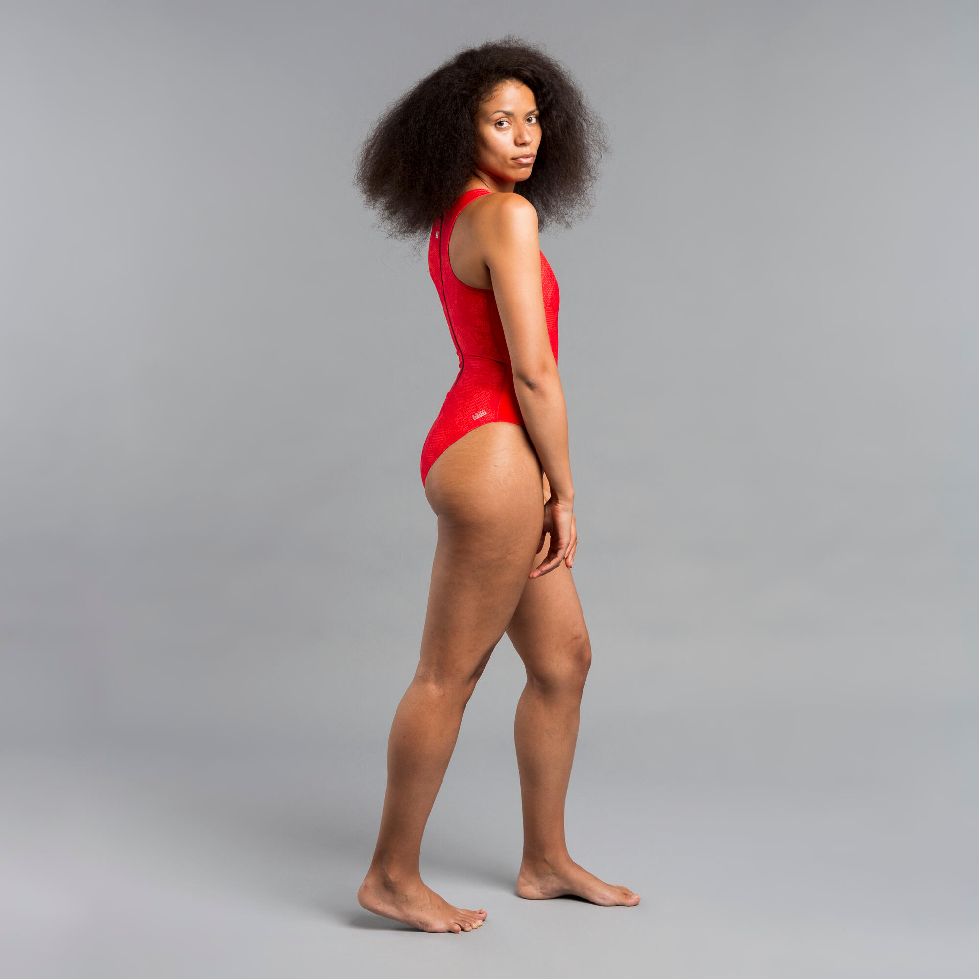 WOMEN'S WATER POLO ONE-PIECE SWIMSUIT - RED 2/5