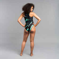 WOMEN'S ONE-PIECE WATER POLO SWIMSUIT - EAGLE GREEN