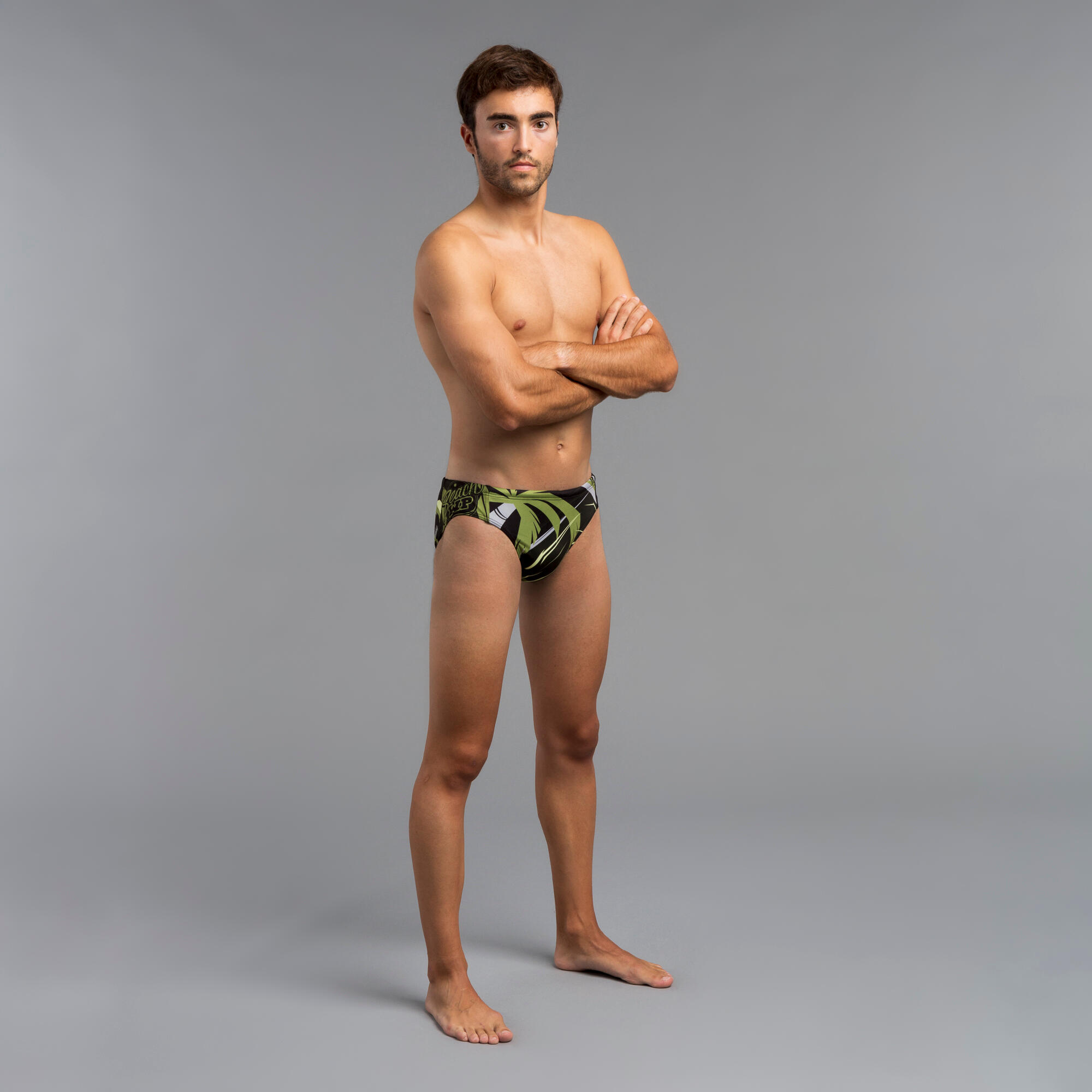 Men’s water polo swimming briefs beach green 3/5