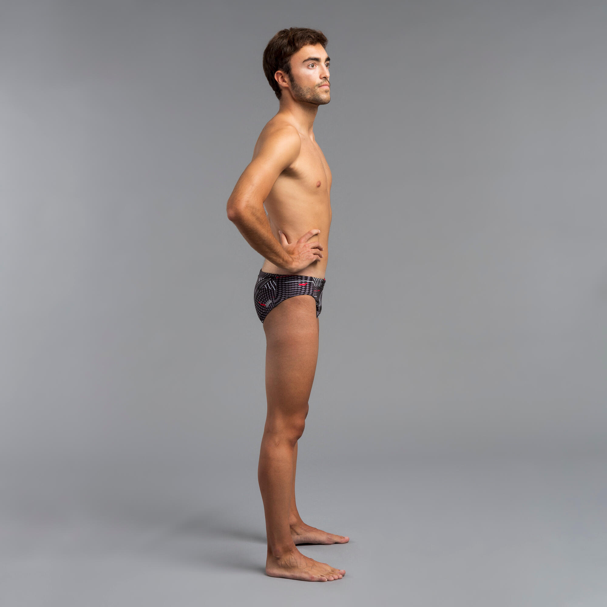 Men's water polo briefs - 500 SHARK BLACK 3/4