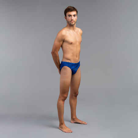 MEN'S SWIMMING BRIEFS FOR WATER POLO CAMO BLUE