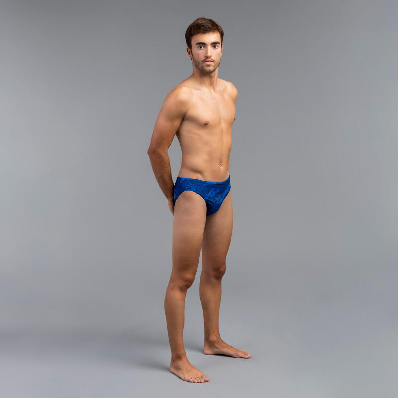 Slip de înot Waterpolo 500 Camo Albastru Bărbați