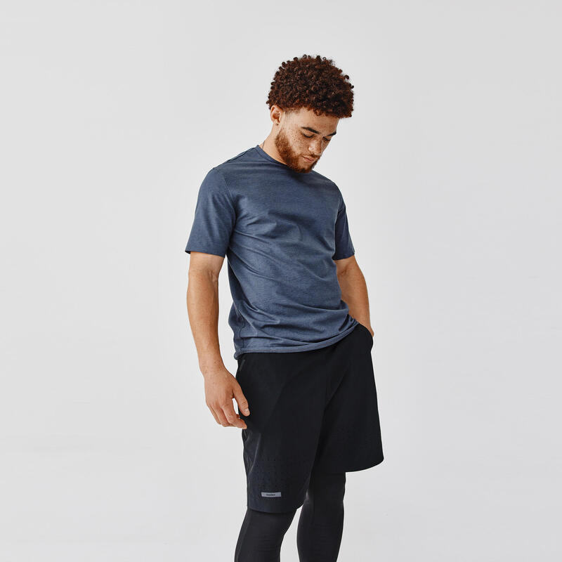 Pánské běžecké prodyšné tričko Soft šedo-modré 