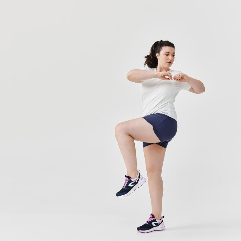 Camiseta running transpirable Mujer Dry+ breath blanco