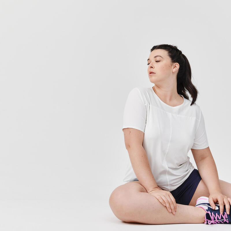 Camiseta running transpirable Mujer Dry+ breath blanco
