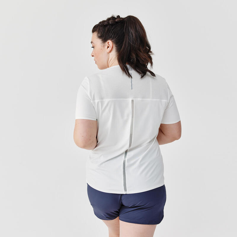 Camiseta running transpirable Mujer Dry+ breath blanco