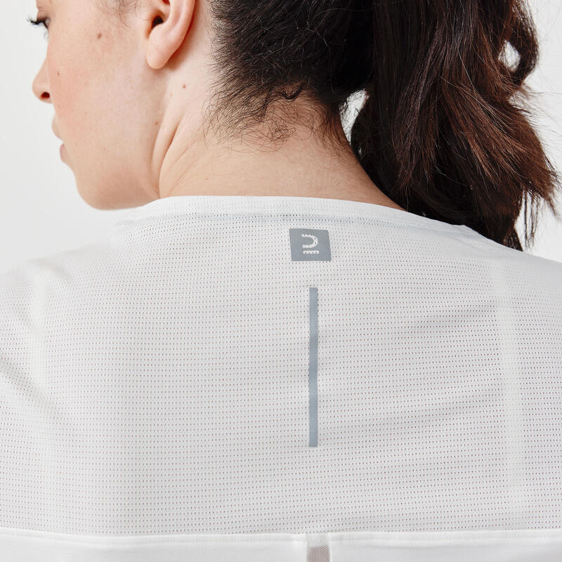 Camiseta running transpirable Mujer Dry+ breath blanco