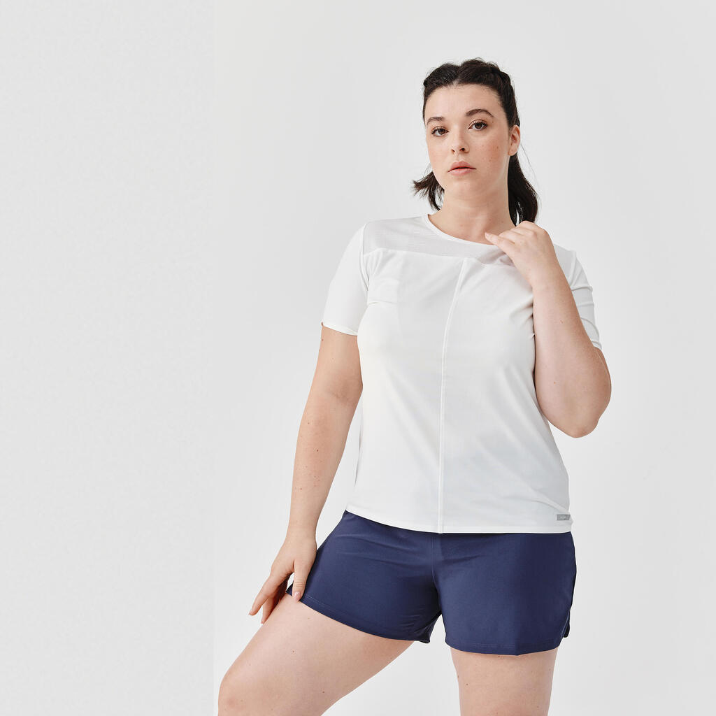 Moteriški orui laidūs bėgimo marškinėliai „Dry+ Breath“, balti