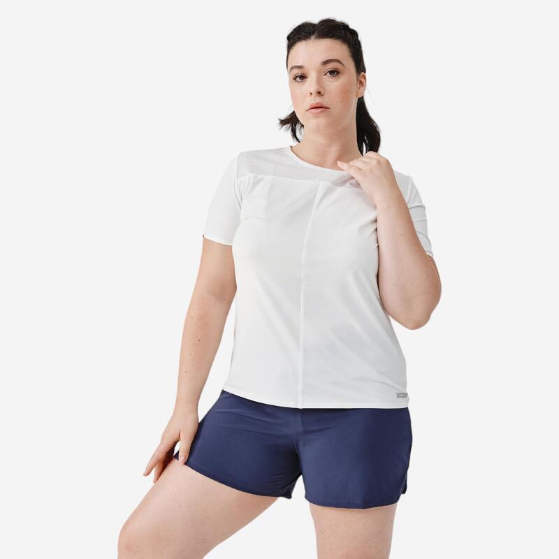Camiseta running transpirable Mujer Dry+ breath blanco