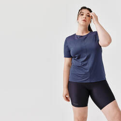 Kaos Lari Wanita Breathable Dry+ Breath - Biru Gelap