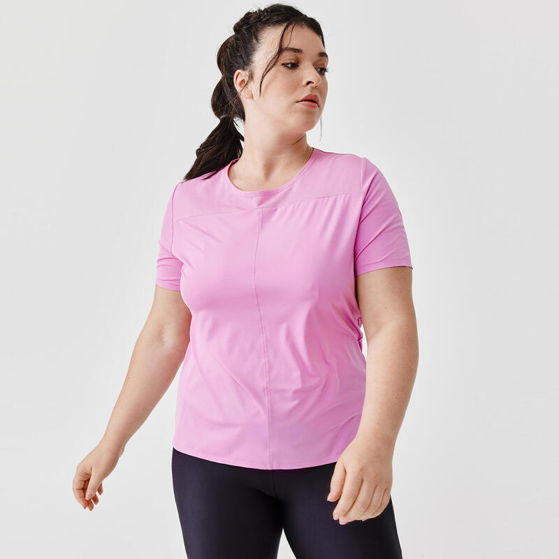 Camiseta running transpirable Mujer Dry+ breath rosa