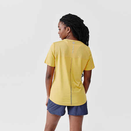Moteriški orui laidūs bėgimo marškinėliai „Dry+ Breath“, geltoni