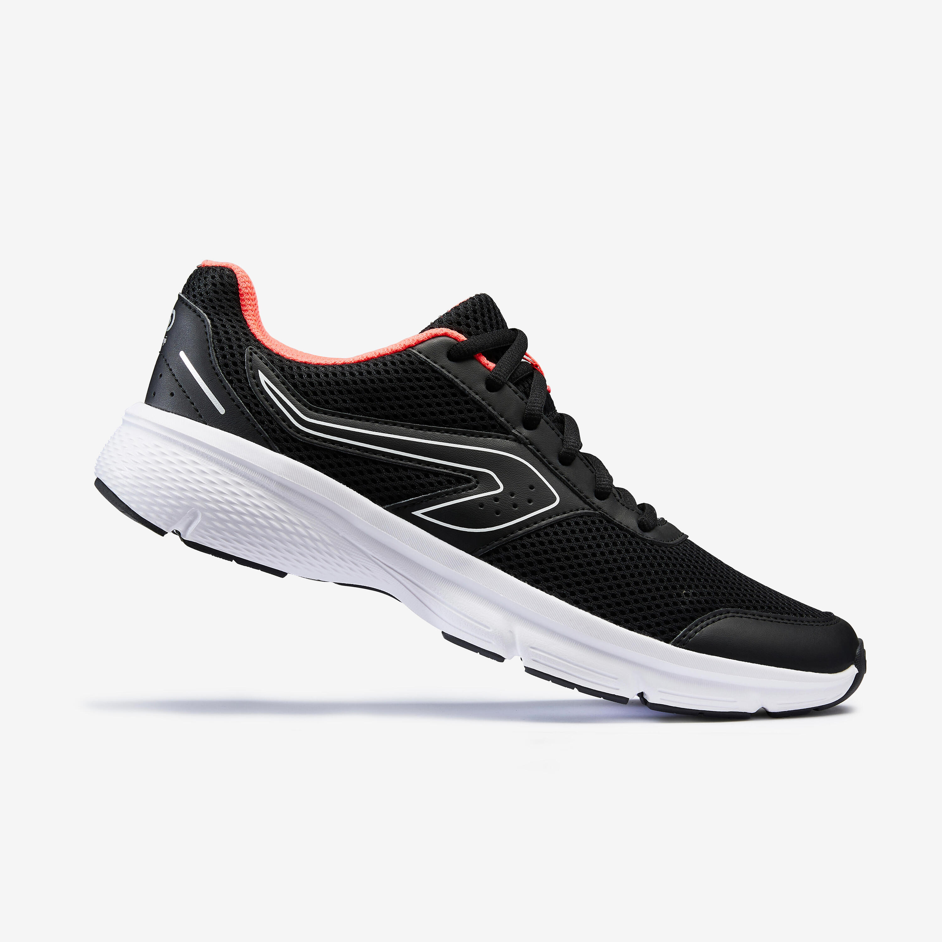 KALENJI RUN CUSHION WOMEN'S RUNNING SHOES - BLACK/CORAL 1/8