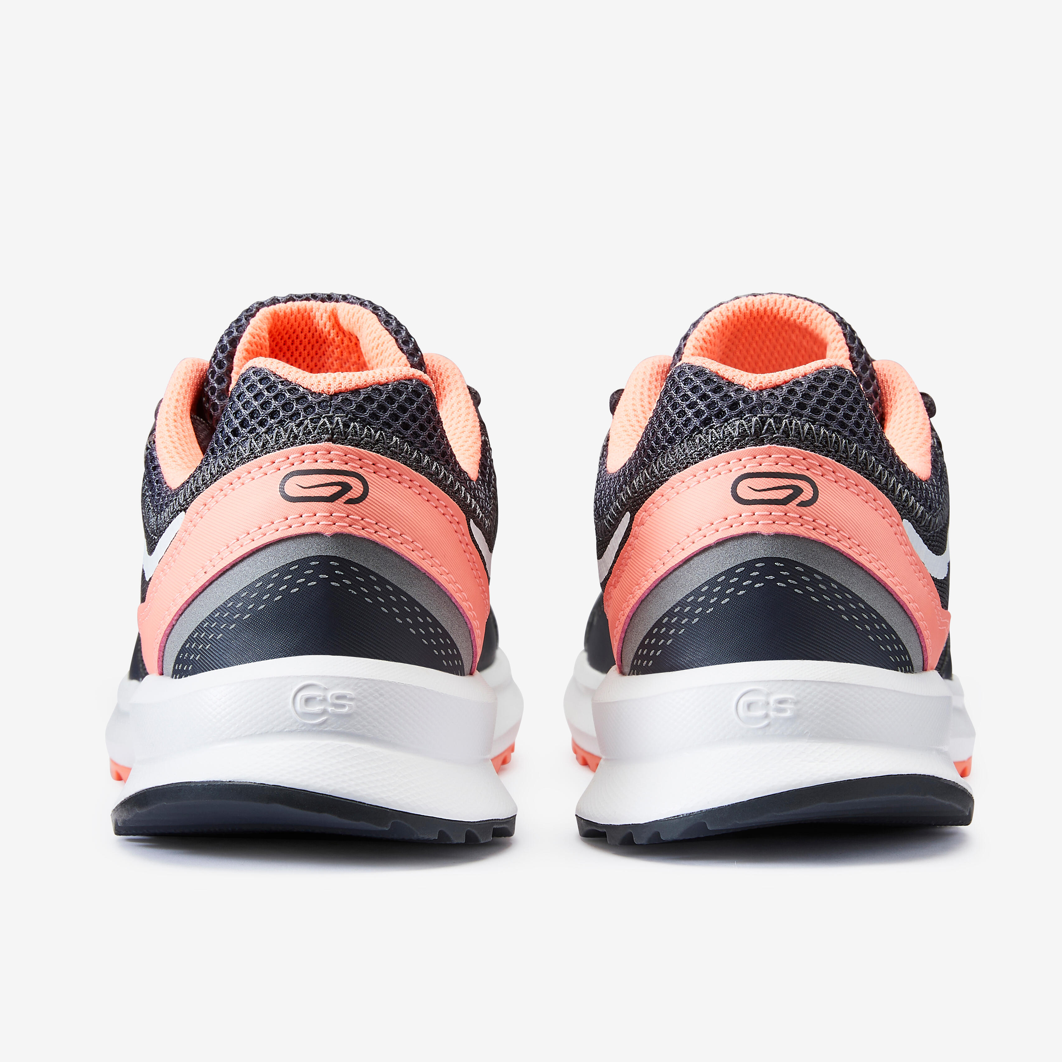 Women's Running Shoes - Run Active Grip Grey/Coral - KALENJI