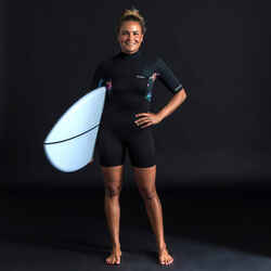 Γυναικεία κοντομάνικη κοντή στολή surfing με φερμουάρ στην πλάτη 500 PALMDARK