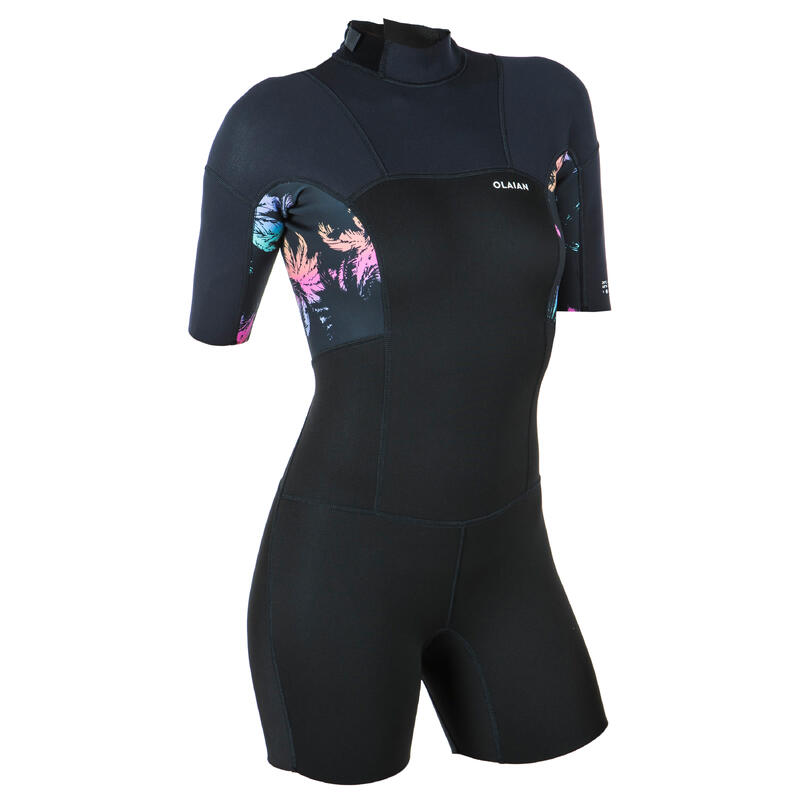 Muta shorty surf donna 500 PALMDARK 1,5 mm back zip