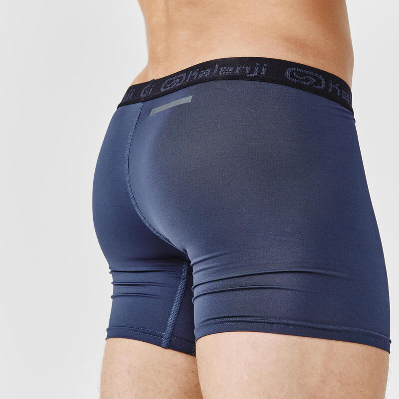 Men's breathable microfibre boxers Dark blue KALENJI Decathlon