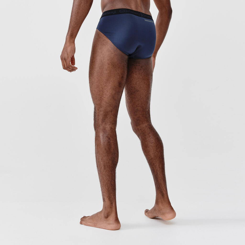 KALENJI MEN'S BREATHABLE RUNNING BRIEFS - GREY NAVY