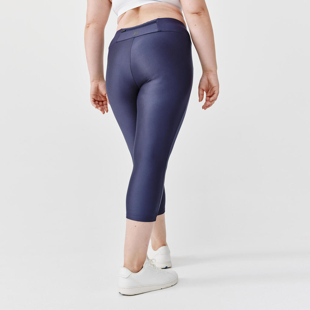 Legging court running Femme - KIPRUN Run 100 bleu foncé