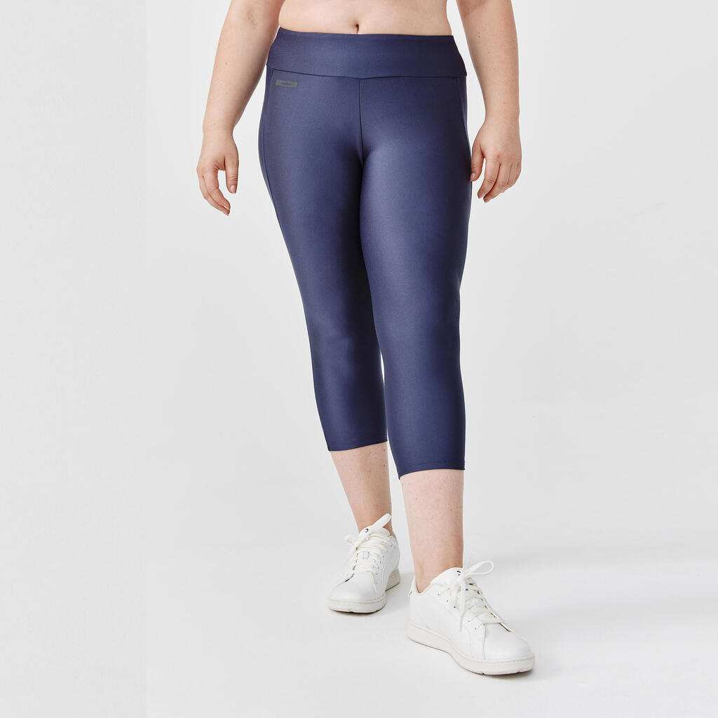 Legging court running Femme - KIPRUN Run 100 bleu foncé