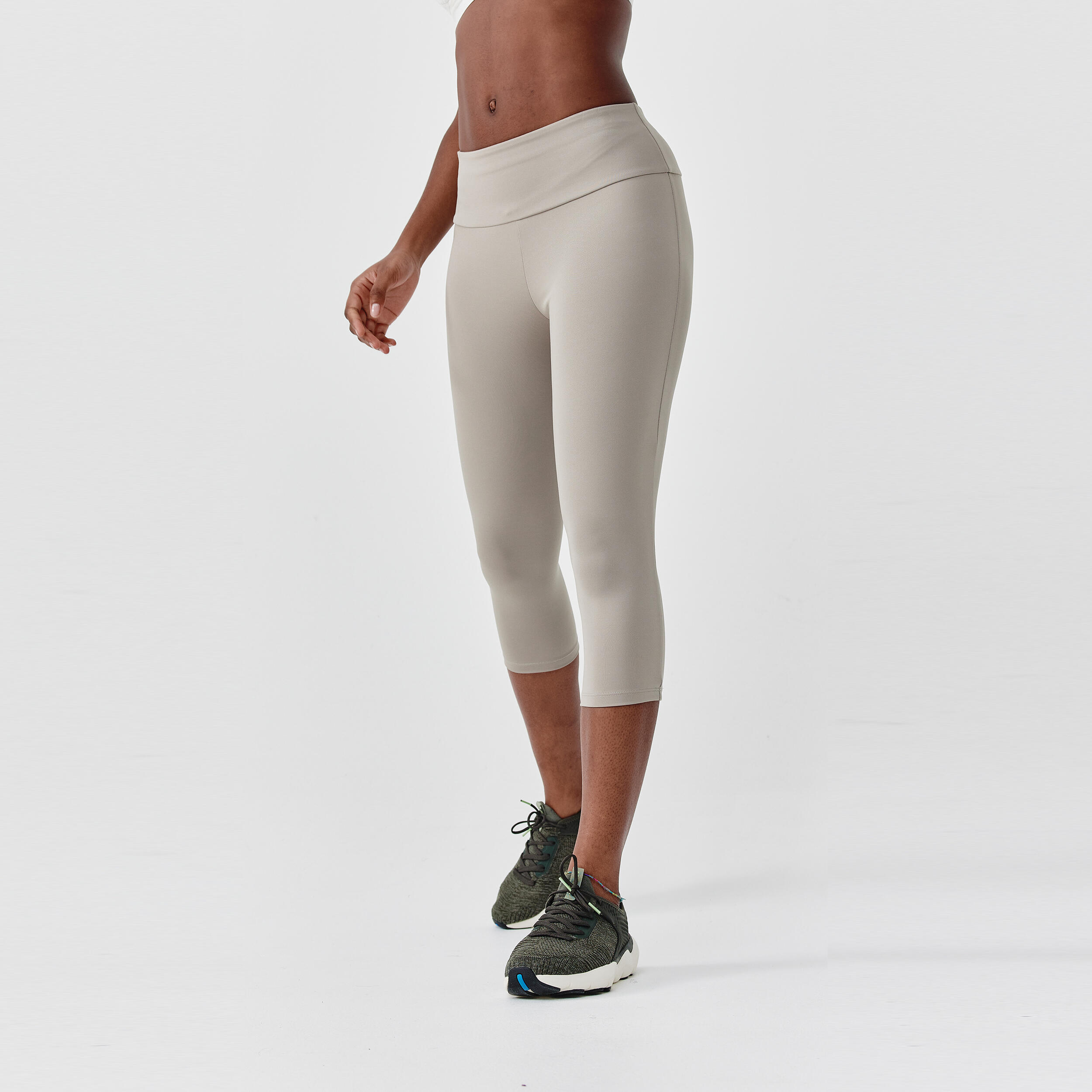 Women's short running leggings Support - beige KALENJI