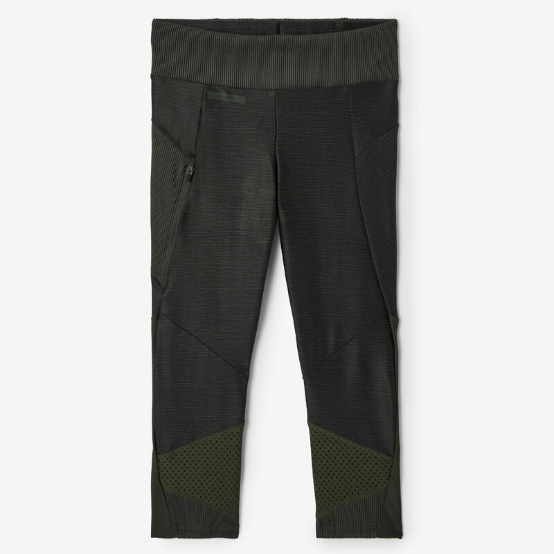 Dámské běžecké prodyšné 3/4 legíny Dry+ Feel khaki 