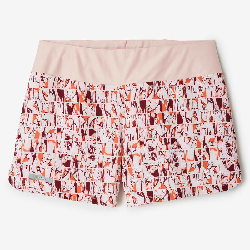Women's printed running shorts Dry pale pink KALENJI Decathlon