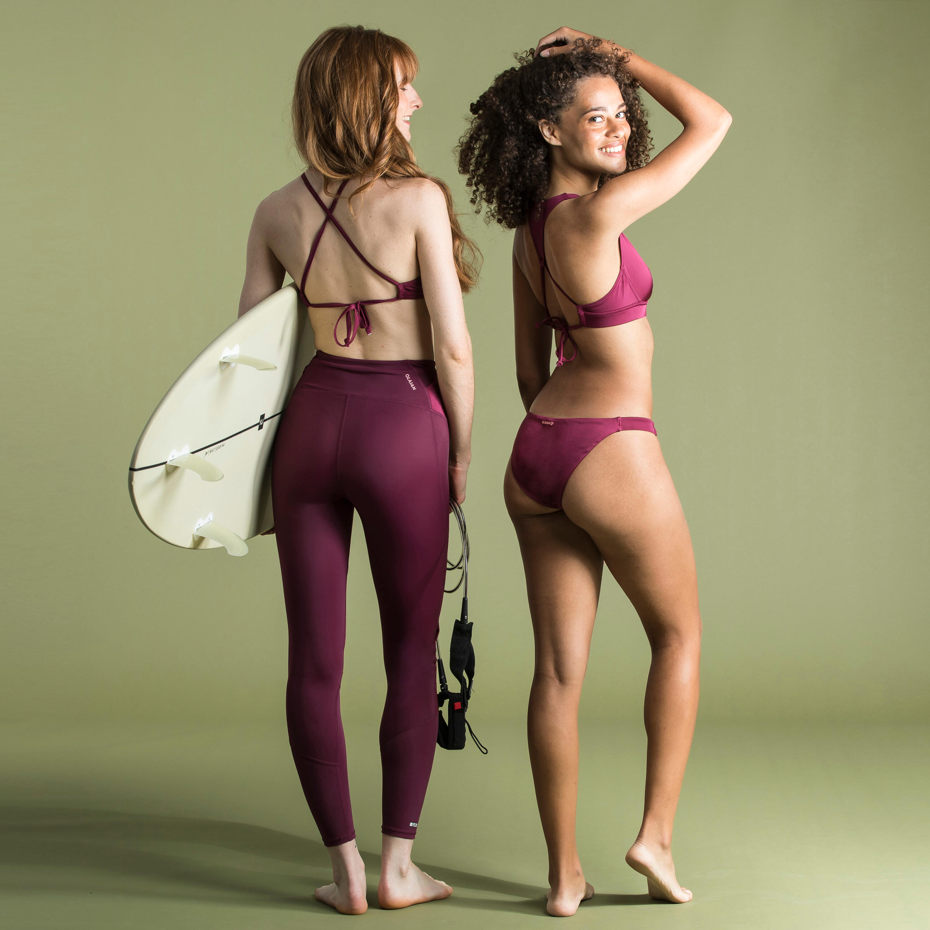 Women's Classic Swimsuit Bottoms with Thin Edges ALY - BURGUNDY 8/9