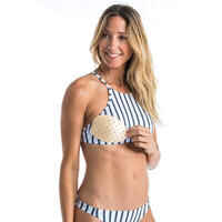 Women's ANDREA surfing crop top with open back - NAVY WHITE GREY