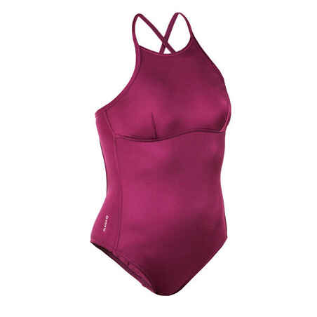 Women's Surfing One-Piece Swimsuit with Open X or H Back ANDREA - BURGUNDY RED