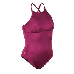 Maillot de bain de surf 1 pièce femme dos X ou H dégagé ANDREA ROUGE BORDEAUX