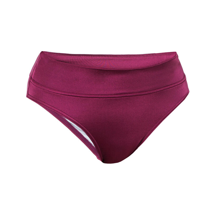 Bikini-Hose Damen hoher figurformender Taillenbund Nora bordeaux