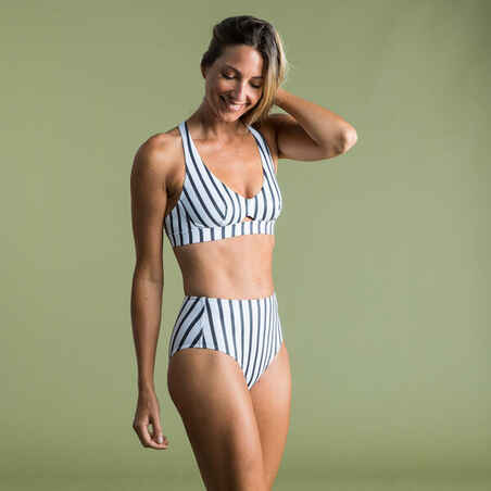 Women's Surfing Adjustable Swimsuit Crop Top AGATHA MARIN - WHITE GREY