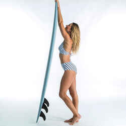 Γυναικείο μαγιό ρυθμιζόμενο crop-top για surfing AGATHA MARIN - ΑΣΠΡΟ ΓΚΡΙ