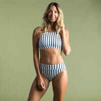 Women's ANDREA surfing crop top with open back - NAVY WHITE GREY