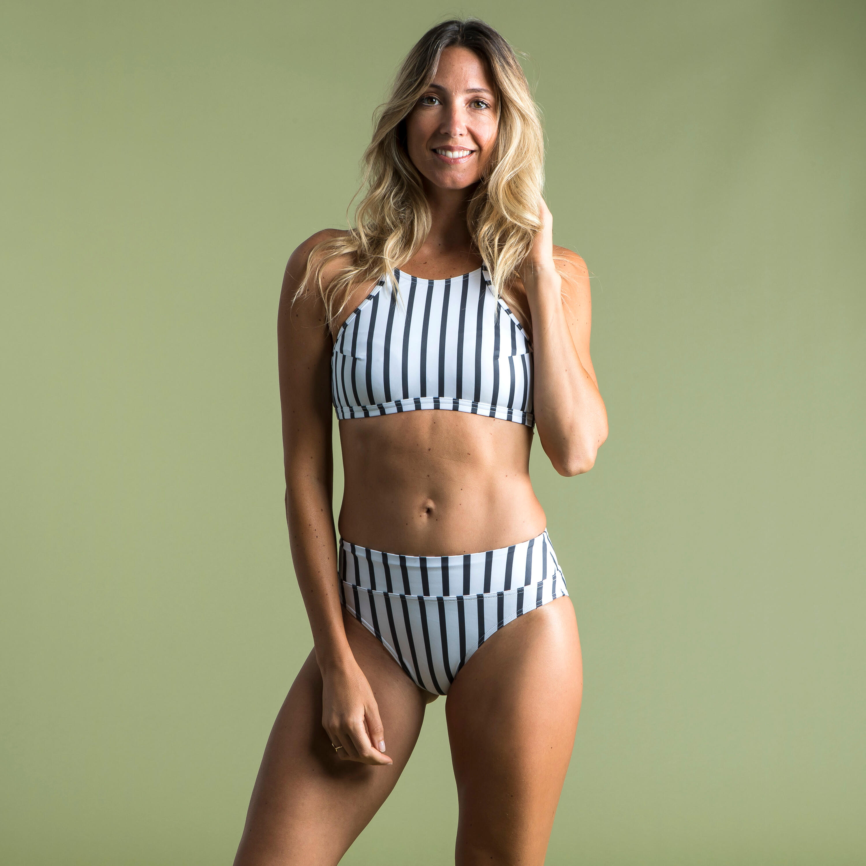 Top per costume da bagno donna reggiseno da surf aperto sul retro ANDREA MARIN BIANCO GRIGIO