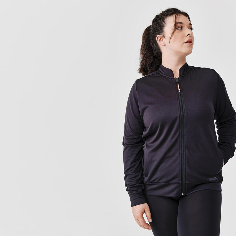 Geacă respirantă Alergare Jogging KIPRUN RUN 100 Negru Damă
