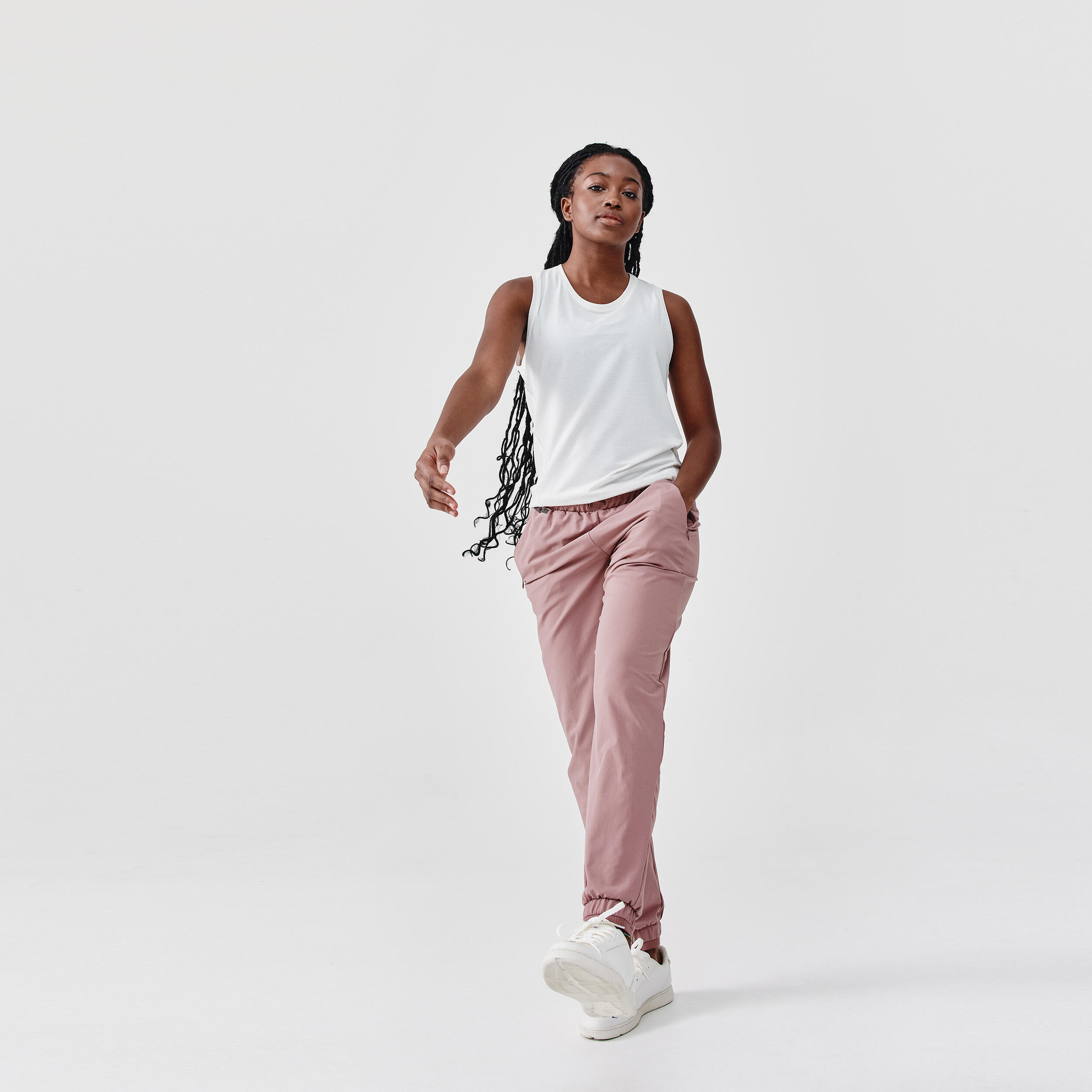 Women Running Trackpants, Lightweight and Quick Dry - Taupe Pink