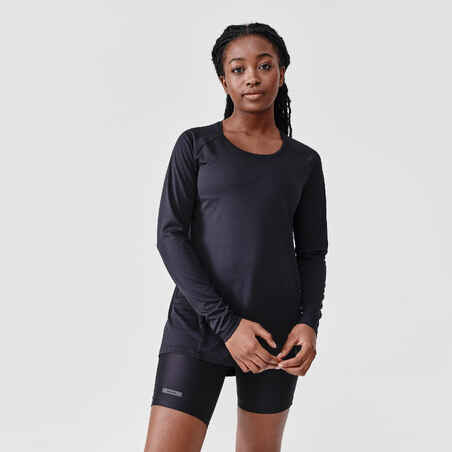Women's long-sleeved anti-UV running T-shirt Sun Protect - black