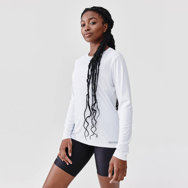 Women's long-sleeved running T-shirt Sun Protect - white