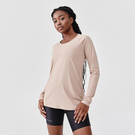 T-shirt manches longues running anti-UV femme - Sum protect long beige -  Decathlon Cote d'Ivoire