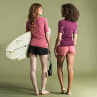 UV-Shirt Surfen Top 500 kurzarm Damen bordeaux
