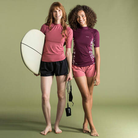 Women's anti-UV short-sleeve surf top T-shirt 100 - dusty pink