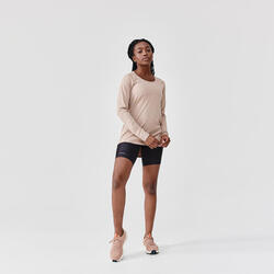 T-shirt manches longues running anti-UV femme - Sum protect long beige